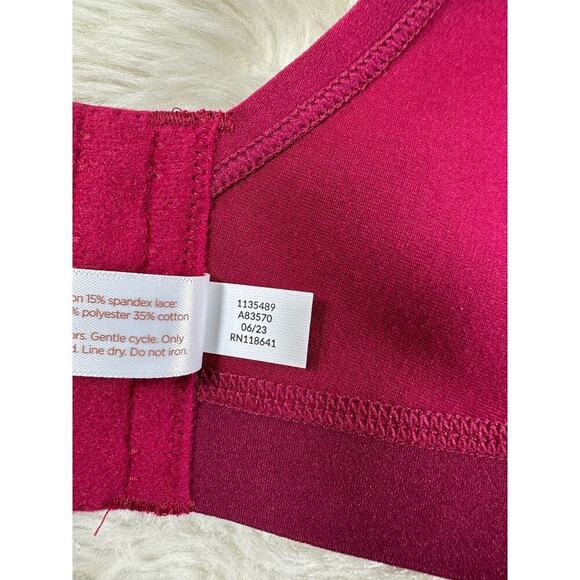 Cacique Unlined Full Coverage No-Wire Bra New Size 42DDD Burgundy Red LACE - Picture 9 of 9